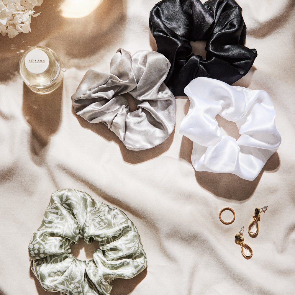 MySilk Silk Scrunchie 2 Pack Sage Check
