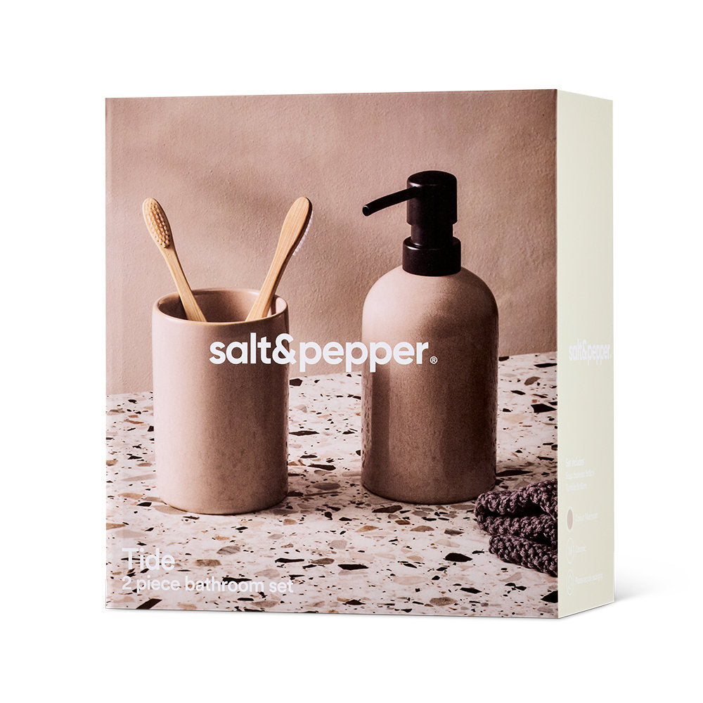 Salt & Pepper Tide Soap Dispenser & Tumbler Set
