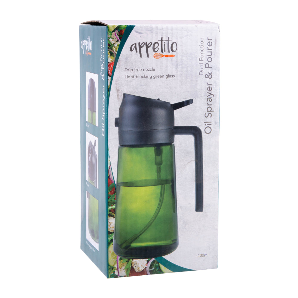 Appetito Dual Function Oil Sprayer & Pourer With Green Glass