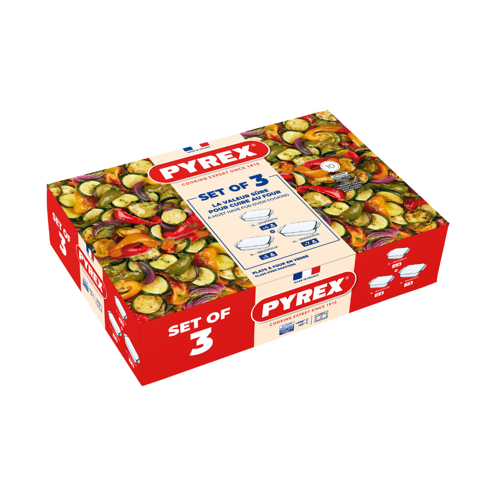 Pyrex Let's Share! 3 Piece Rectangular Roaster Set