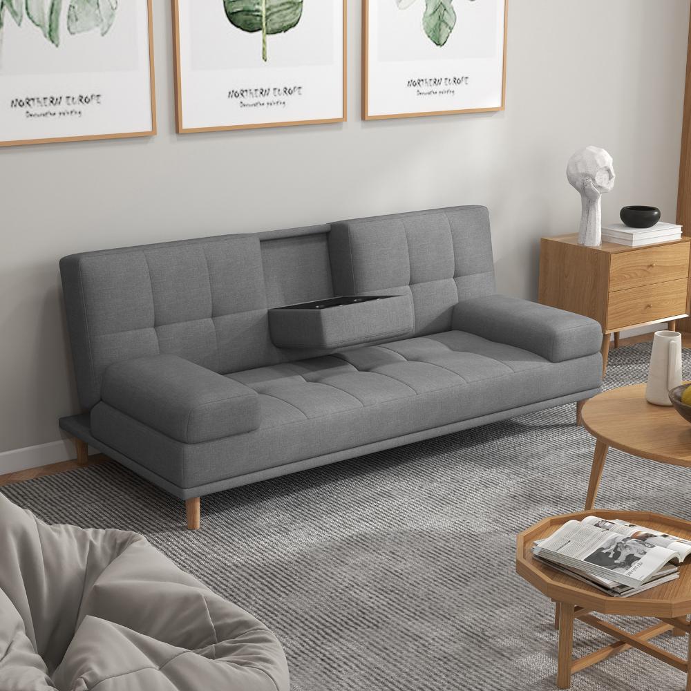 Casa Decor Mendoza Grey 2 In 1 Sofa with Drink Holder