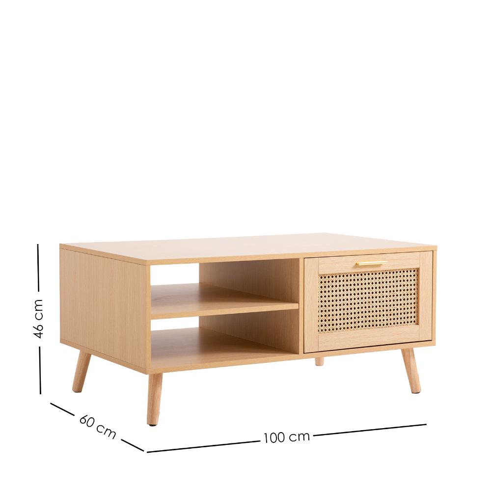 Casa Decor Santiago Oak Rattan Coffee Table