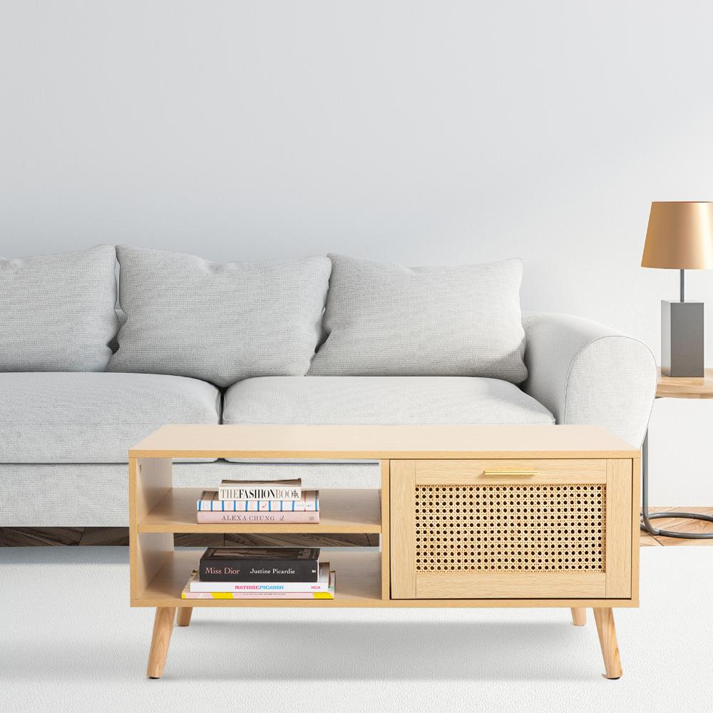 Casa Decor Santiago Oak Rattan Coffee Table