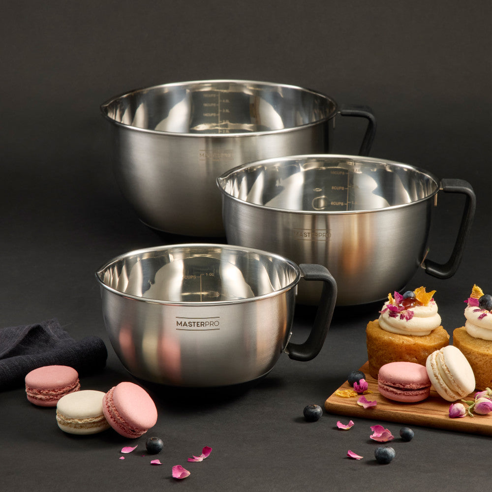 Masterpro 3 Piece Premium Stainless Steel Mixing Bowl Set