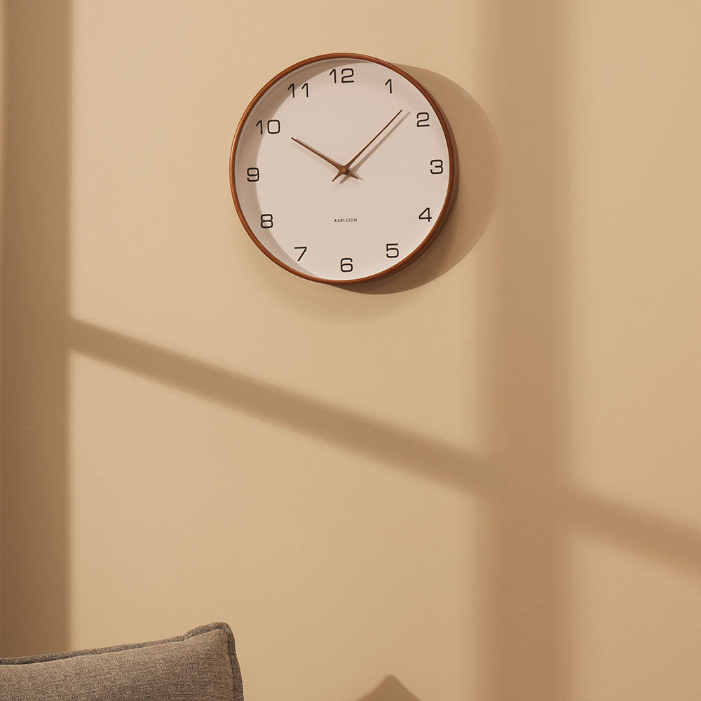 Karlsson Acento Wall Clock 40cm Sand Brown hanging on a wall at MyHouse