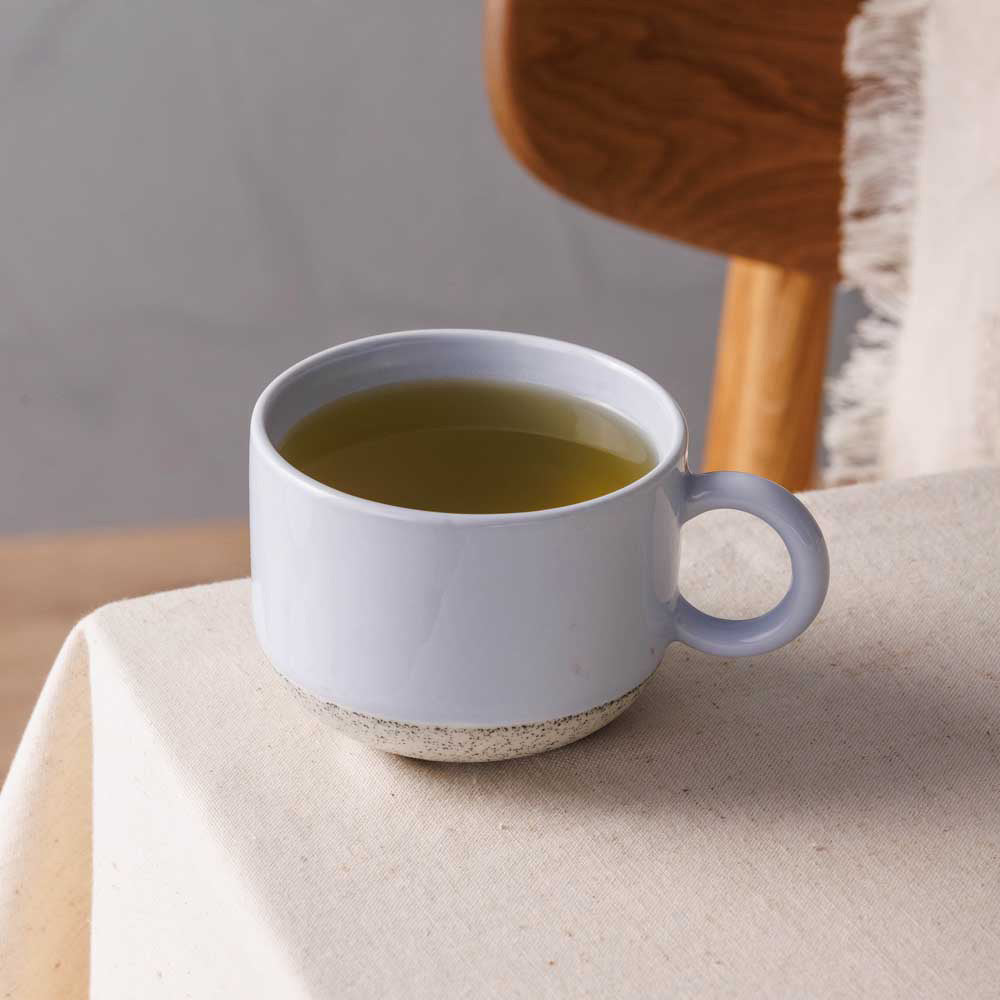 Ecology Hull Stoneware Mug 340ml in Blue filled with tea at MyHouse