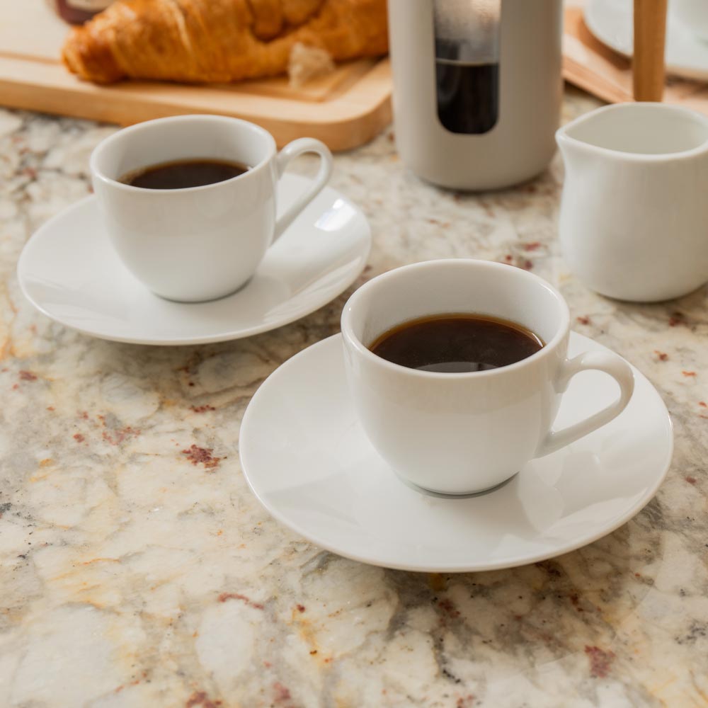 Mikasa Chalk Set of 2 Porcelain Espresso Cups and Saucers 90ml