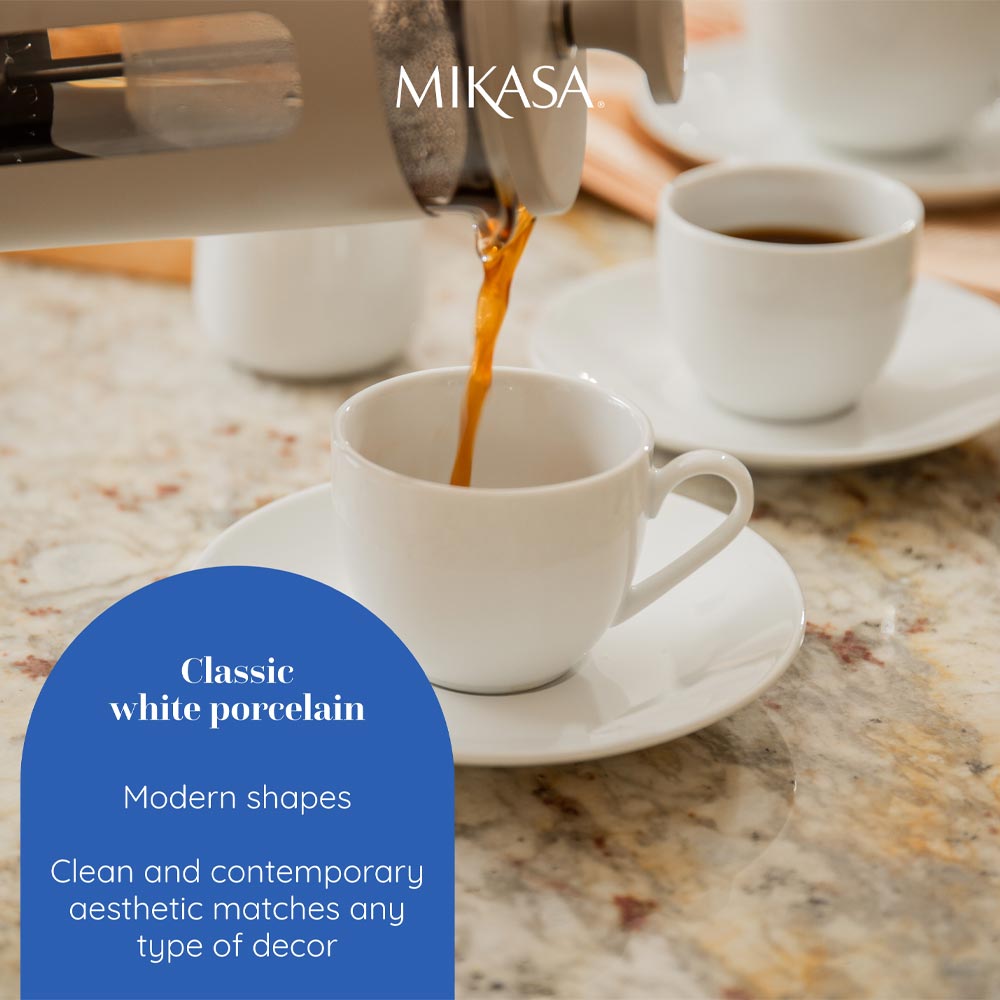 Mikasa Chalk Set of 2 Porcelain Espresso Cups and Saucers 90ml