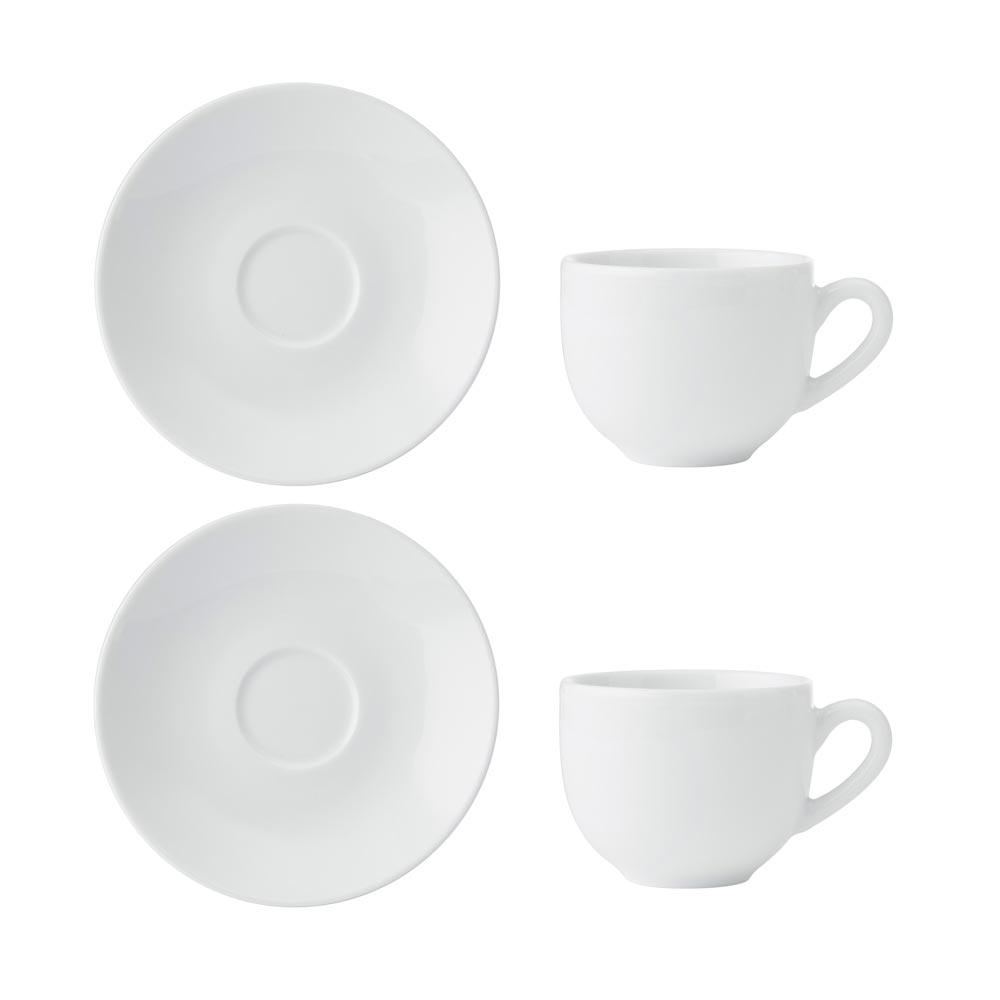 Mikasa Chalk Set of 2 Porcelain Espresso Cups and Saucers 90ml