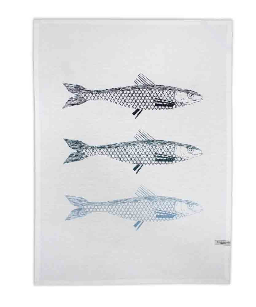 Royal Doulton Pacific Blue Set of 3 Tea Towel Fish Navy