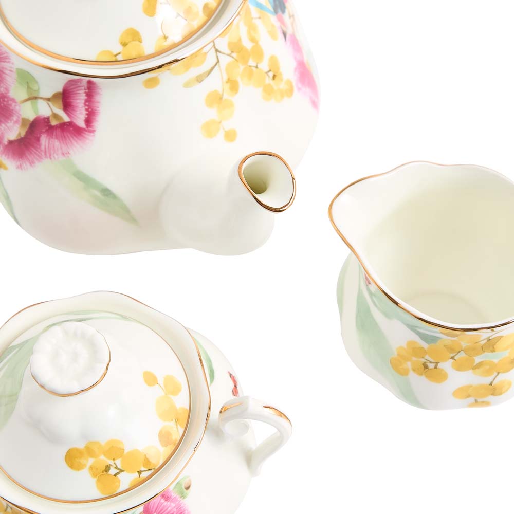 Miranda Kerr for Royal Albert Australiana Teapot, Sugar & Creamer White