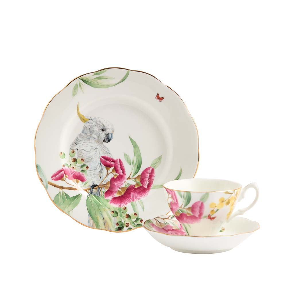 Miranda Kerr for Royal Albert Australiana Teacup, Saucer & Plate 3 Piece Set White