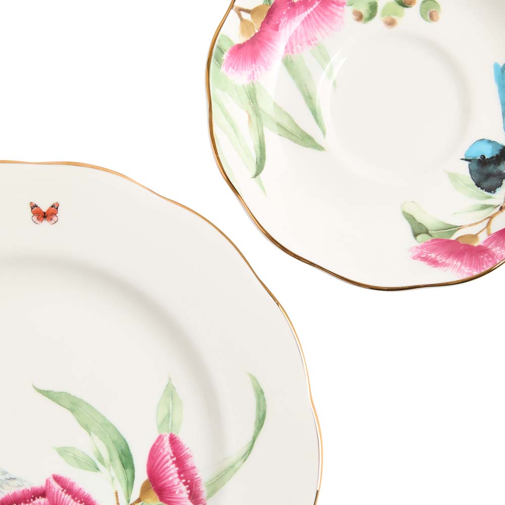 Miranda Kerr for Royal Albert Australiana Teacup, Saucer & Plate 3 Piece Set White