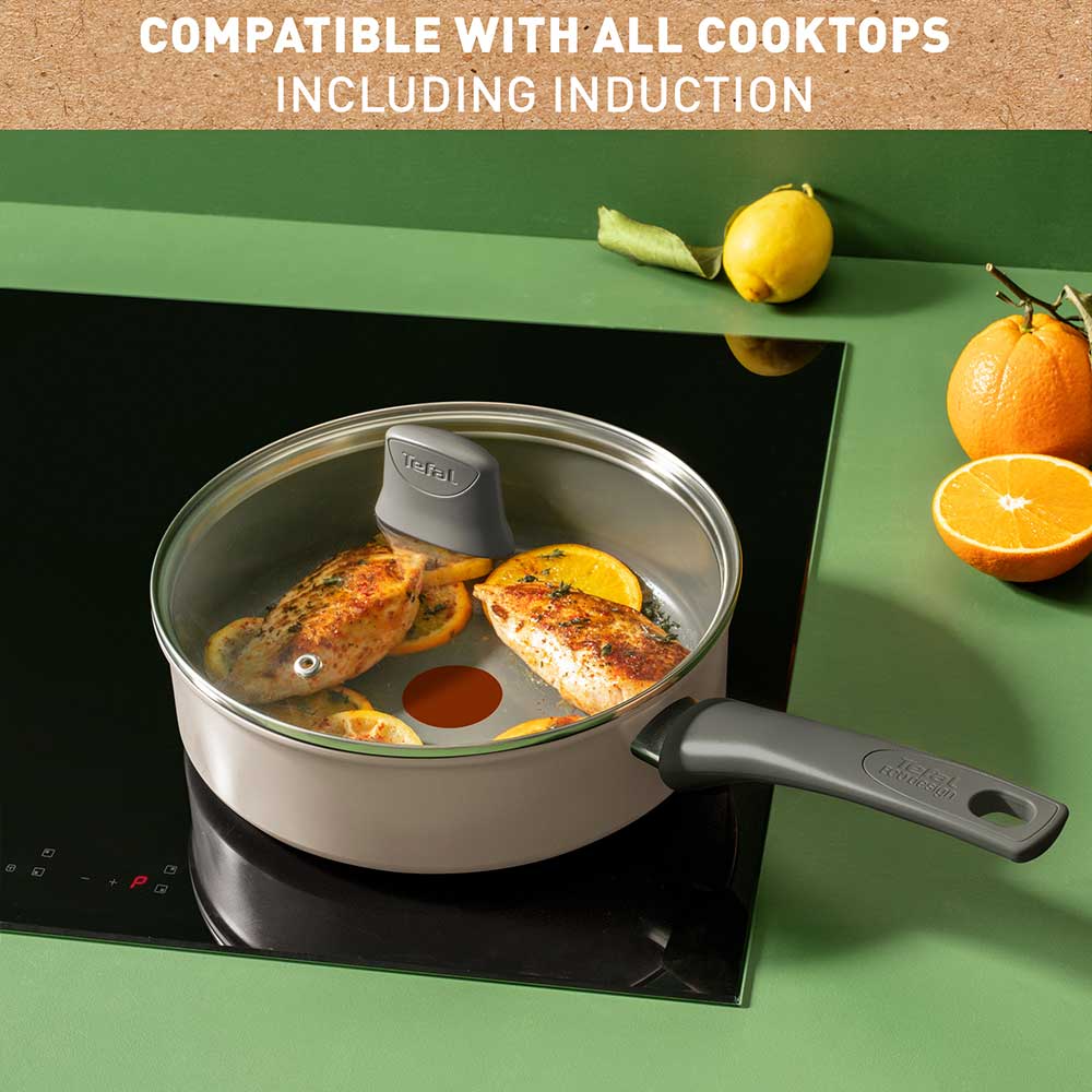 Tefal Revive Ceramic Induction Non-Stick Saute Pan and Lid 24cm infographic at MyHouse