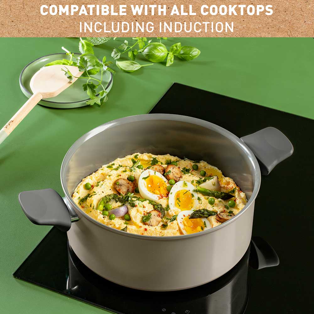 Tefal Revive Ceramic Induction Non-Stick Stewpot and Lid 24cm infographic at MyHouse
