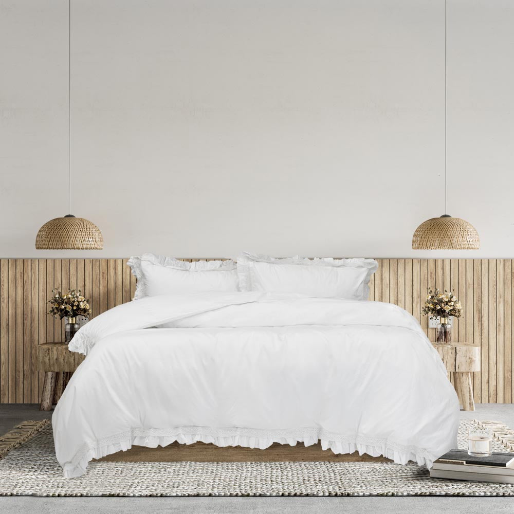 Algodon Adele Ruffle Wash White Quilt Cover Set at MyHouse