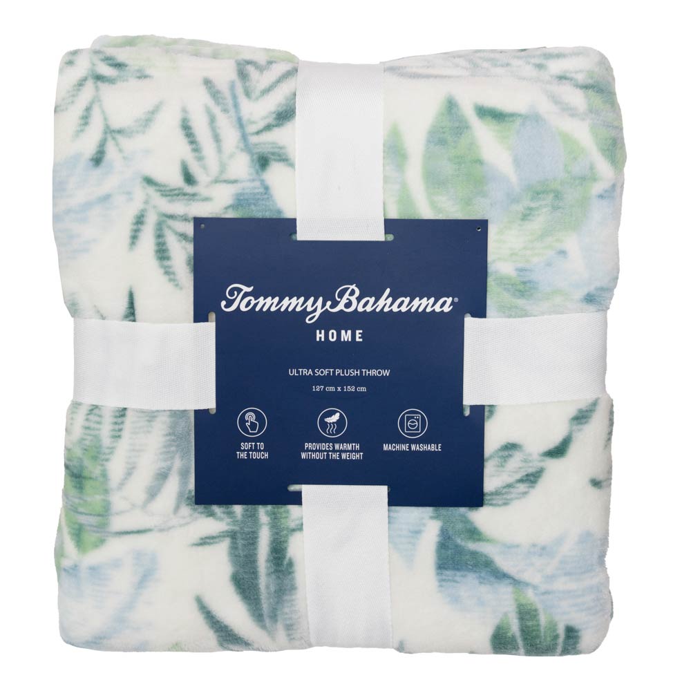 Tommy Bahama Wallpaper Leaves Throw Green at MyHouse