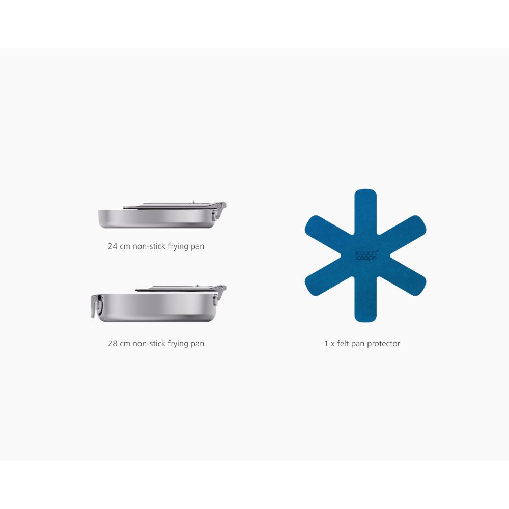 Joseph Joseph Space Steel 2 Piece Non Stick Stainless Steel Frypan Set