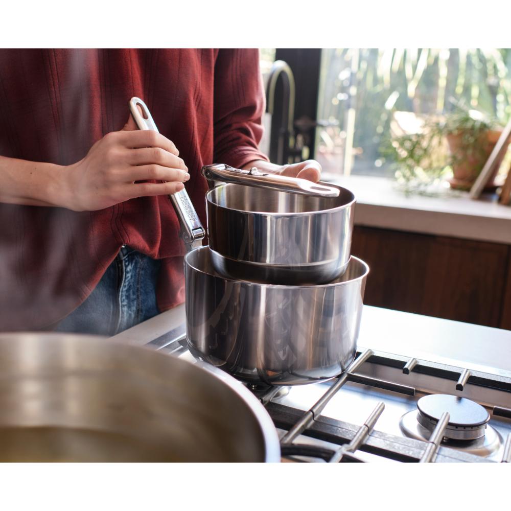 Joseph Joseph Space Steel 3 Piece Stainless Steel Saucepan Set