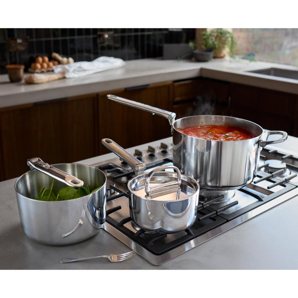 Joseph Joseph Space Steel 3 Piece Stainless Steel Saucepan Set