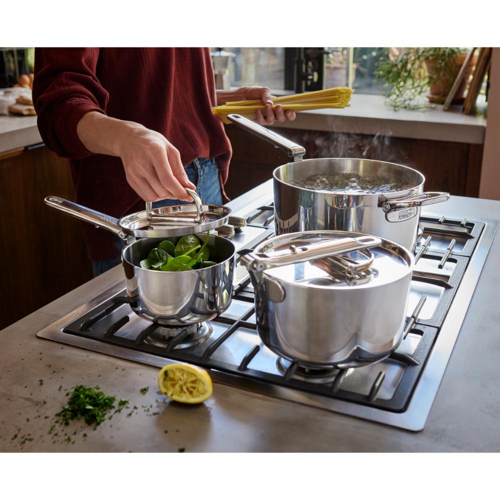 Joseph Joseph Space Steel 3 Piece Stainless Steel Saucepan Set