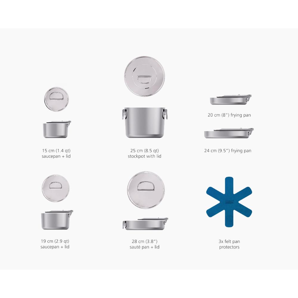Joseph Joseph Space Steel 6 Piece Stainless Steel Cookware Set