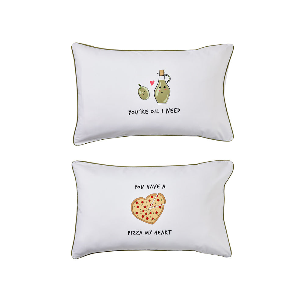 Adorn Living Novelty Pillowcase Perfect Pair Pizza & Oil