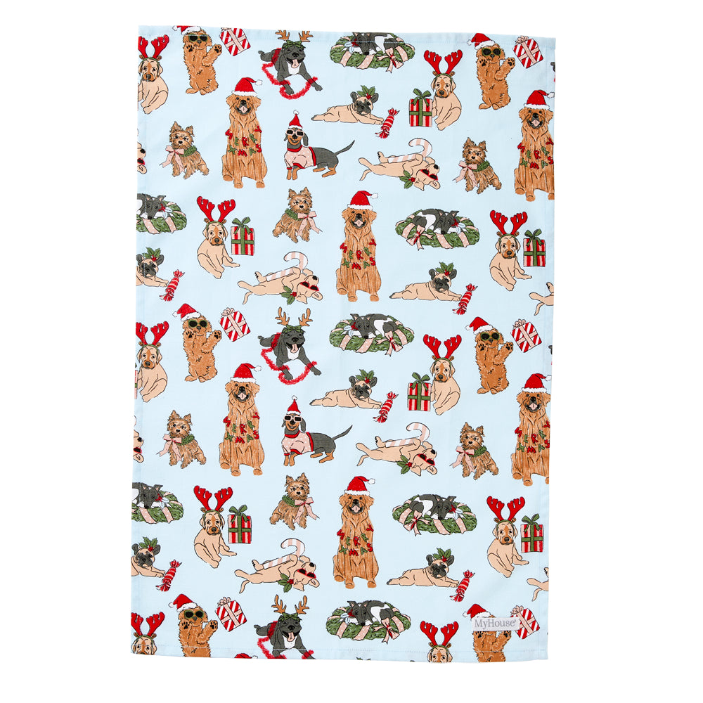 MyHouse Set of 3 Xmas Dogs Tea Towels