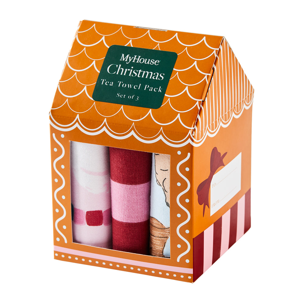 MyHouse Set of 3 Xmas Dogs Tea Towels