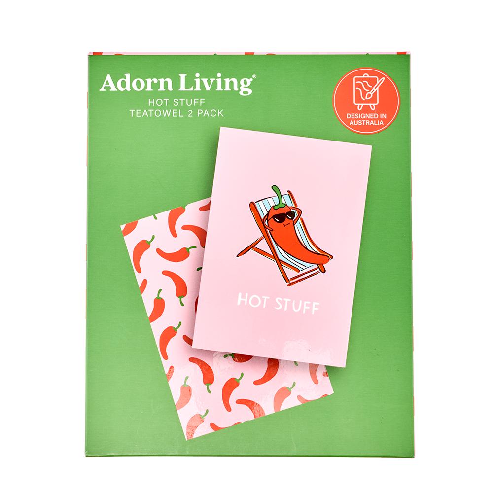 Adorn Living Set of 2 Hot Stuff Tea Towels