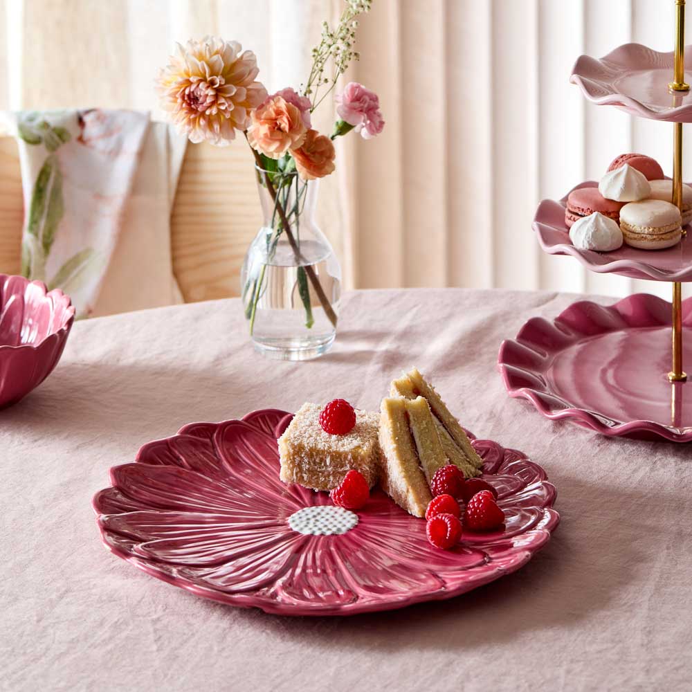 Alex Liddy Posy Flower Plate on dining table with cake stand and high tea at MyHouse