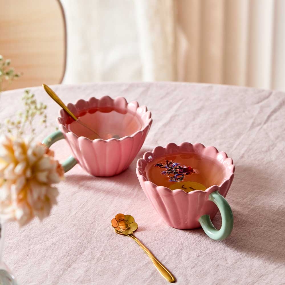 Alex Liddy Posy Set of 2 Flower Tea Cups filled with herbal tea at MyHouse