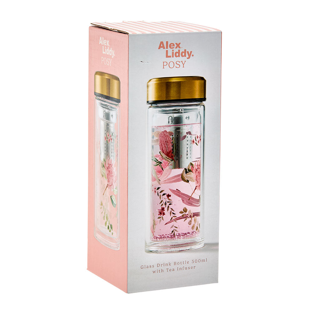 Alex Liddy Posy Double Walled Glass Drink Bottle With Infuser 500ml at MyHouse