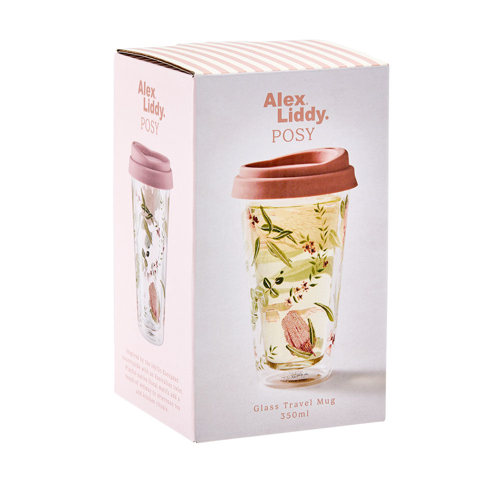 Alex Liddy Posy Double Walled Glass Travel Mug 350ml at MyHouse