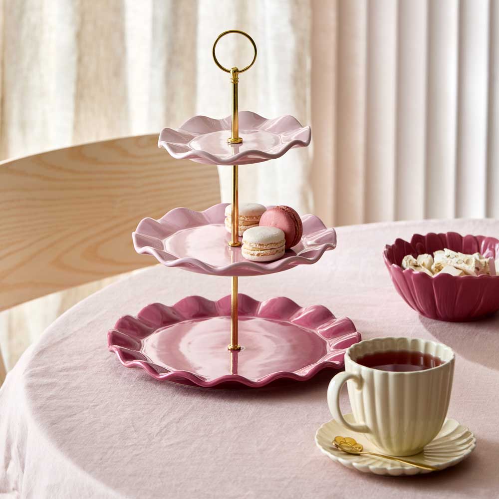 Alex Liddy Posy 3 Tier Cake Stand with flower bowl and tea cup & saucer at MyHouse