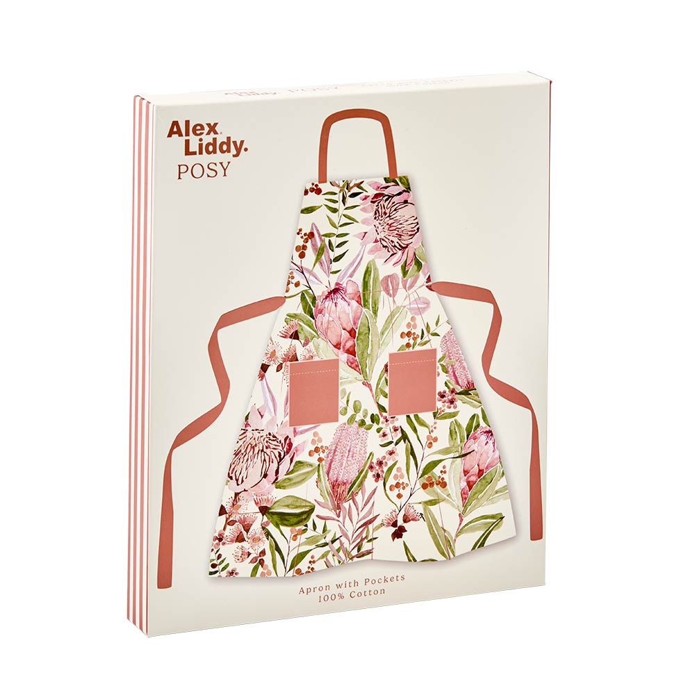 Alex Liddy Posy Apron With Pockets Pink Flowers at MyHouse