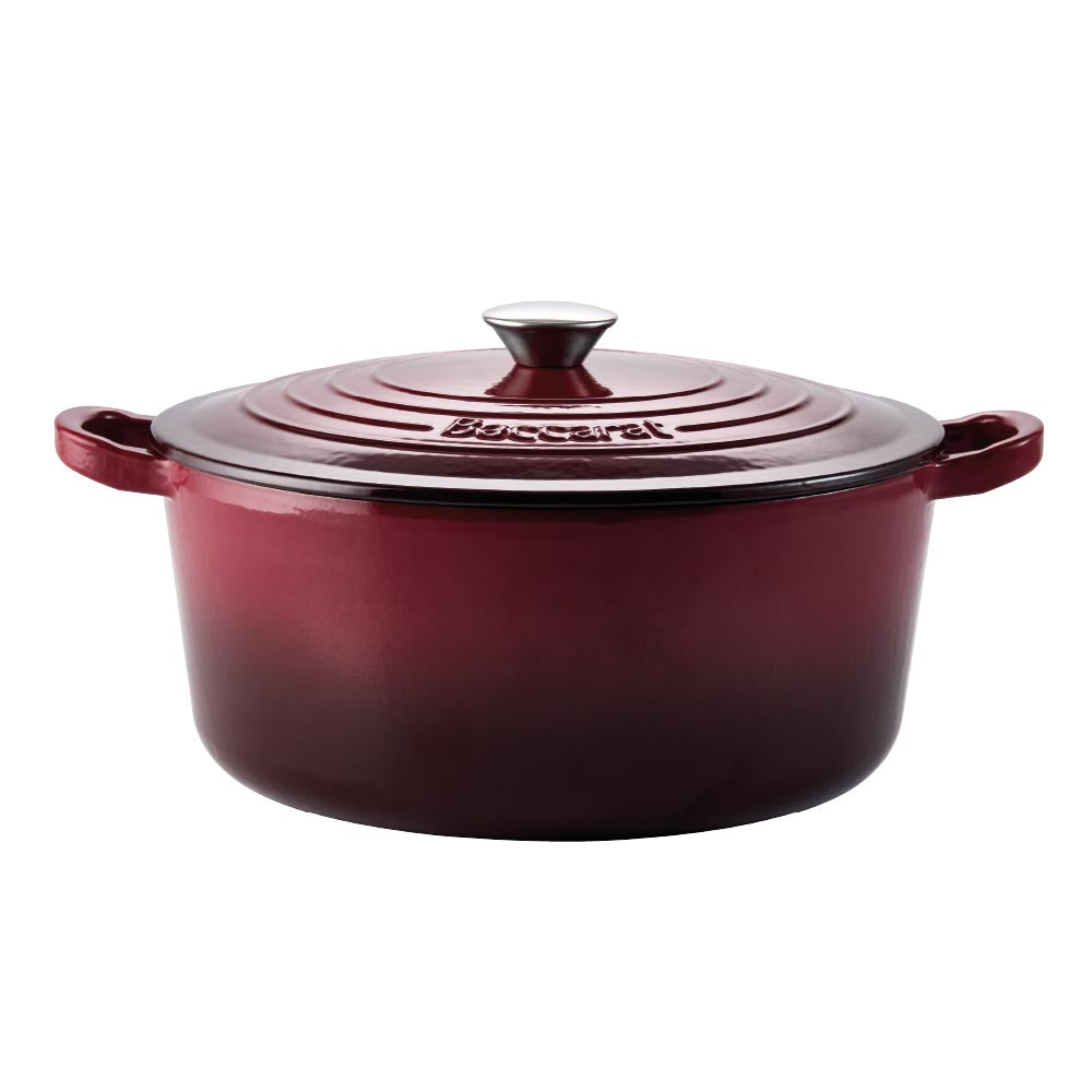 Baccarat Le Connoisseur Cast Iron Round French Oven 6.3L Merlot Red at MyHouse