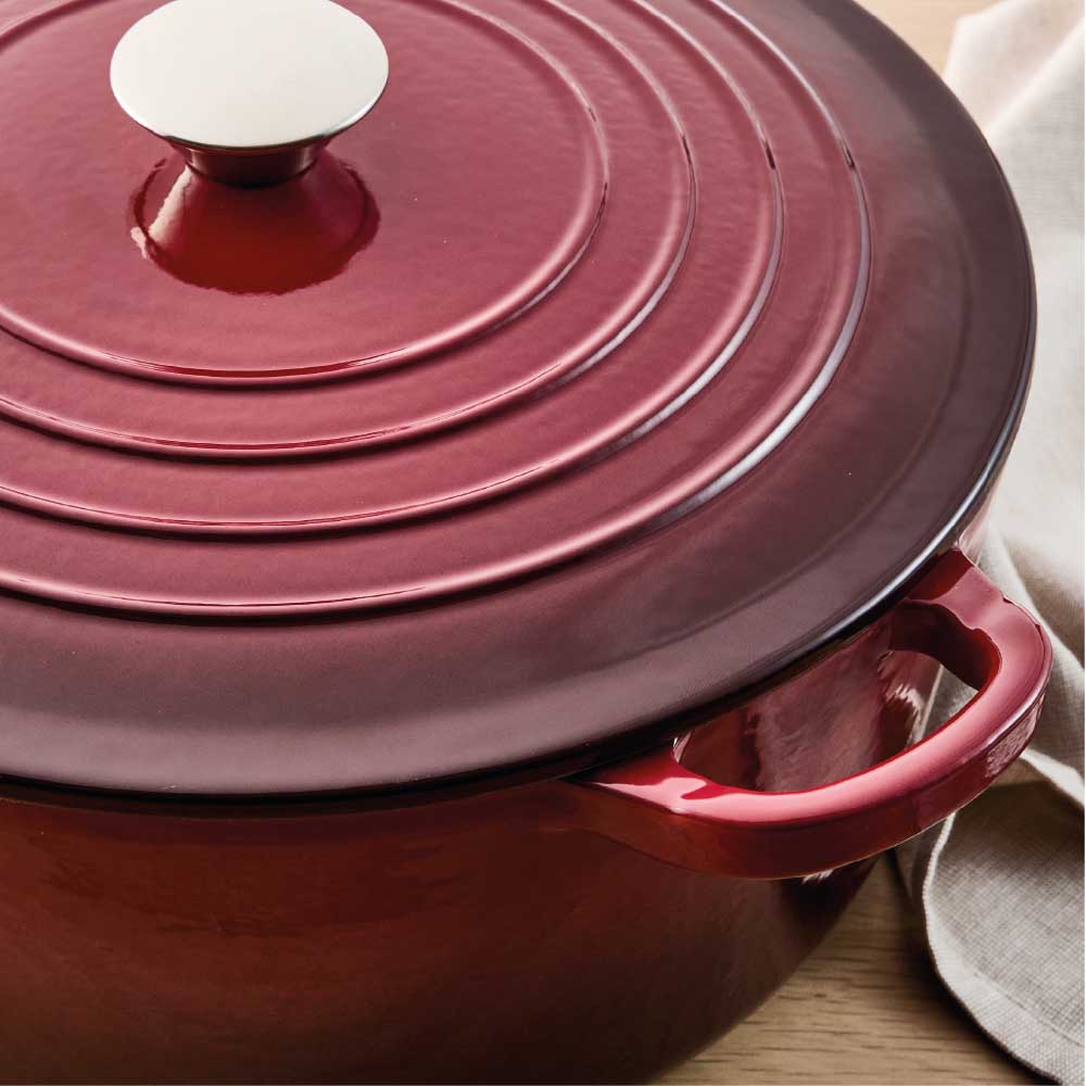 Baccarat Le Connoisseur Cast Iron Round French Oven 6.3L Merlot Red at MyHouse