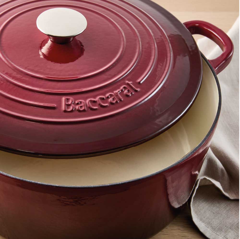 Baccarat Le Connoisseur Cast Iron Round French Oven 6.3L Merlot Red at MyHouse