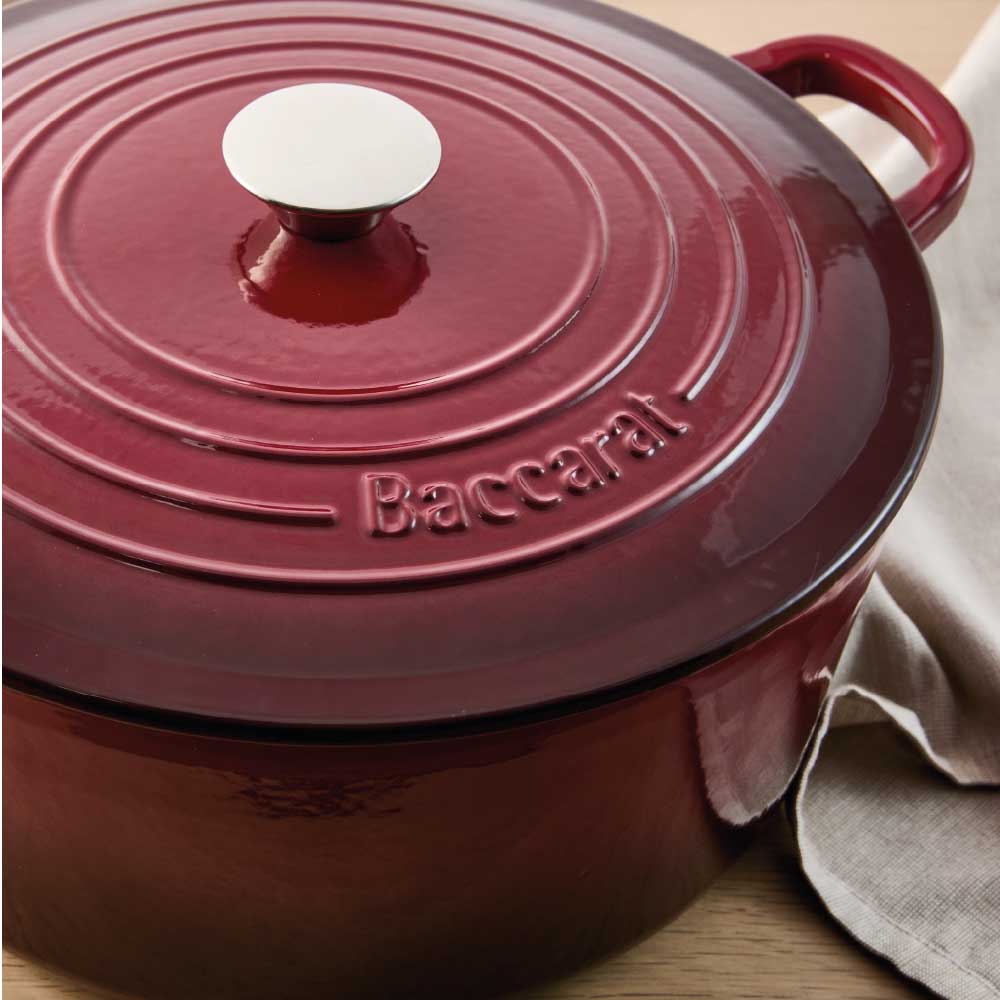Baccarat Le Connoisseur Cast Iron Round French Oven 6.3L Merlot Red at MyHouse