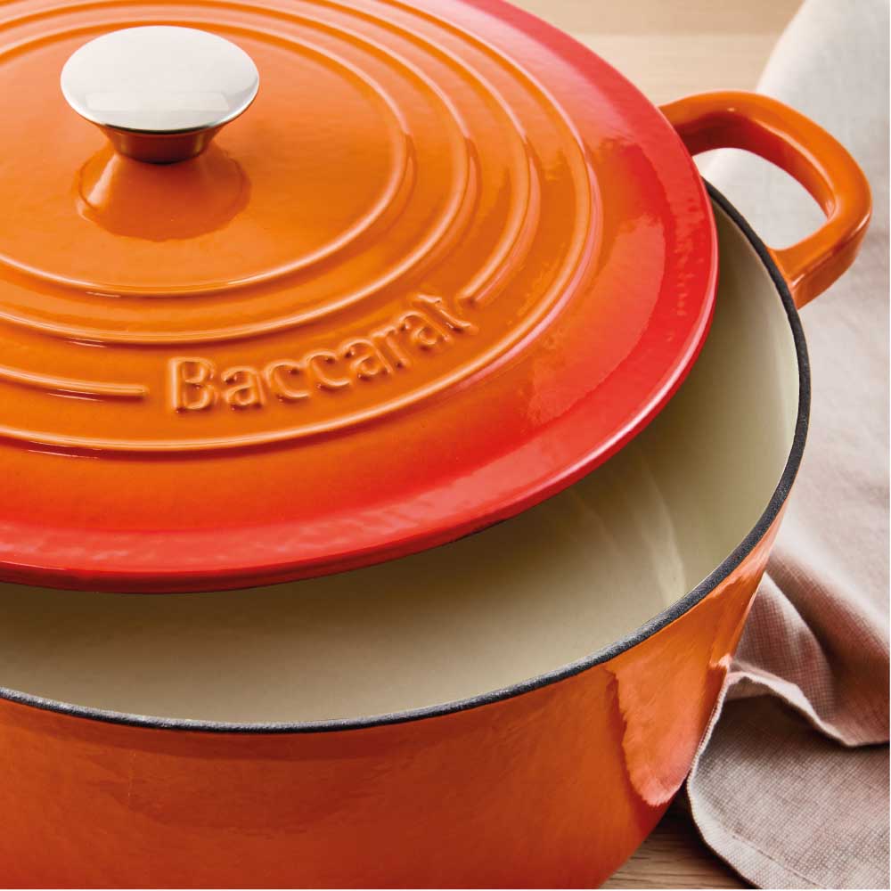 Baccarat Le Connoisseur Cast Iron Round French Oven 6.3L Lava Orange at MyHouse