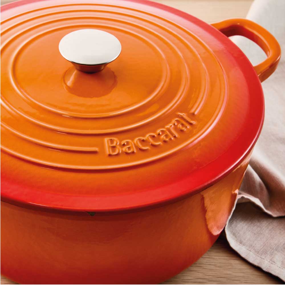 Baccarat Le Connoisseur Cast Iron Round French Oven 6.3L Lava Orange at MyHouse