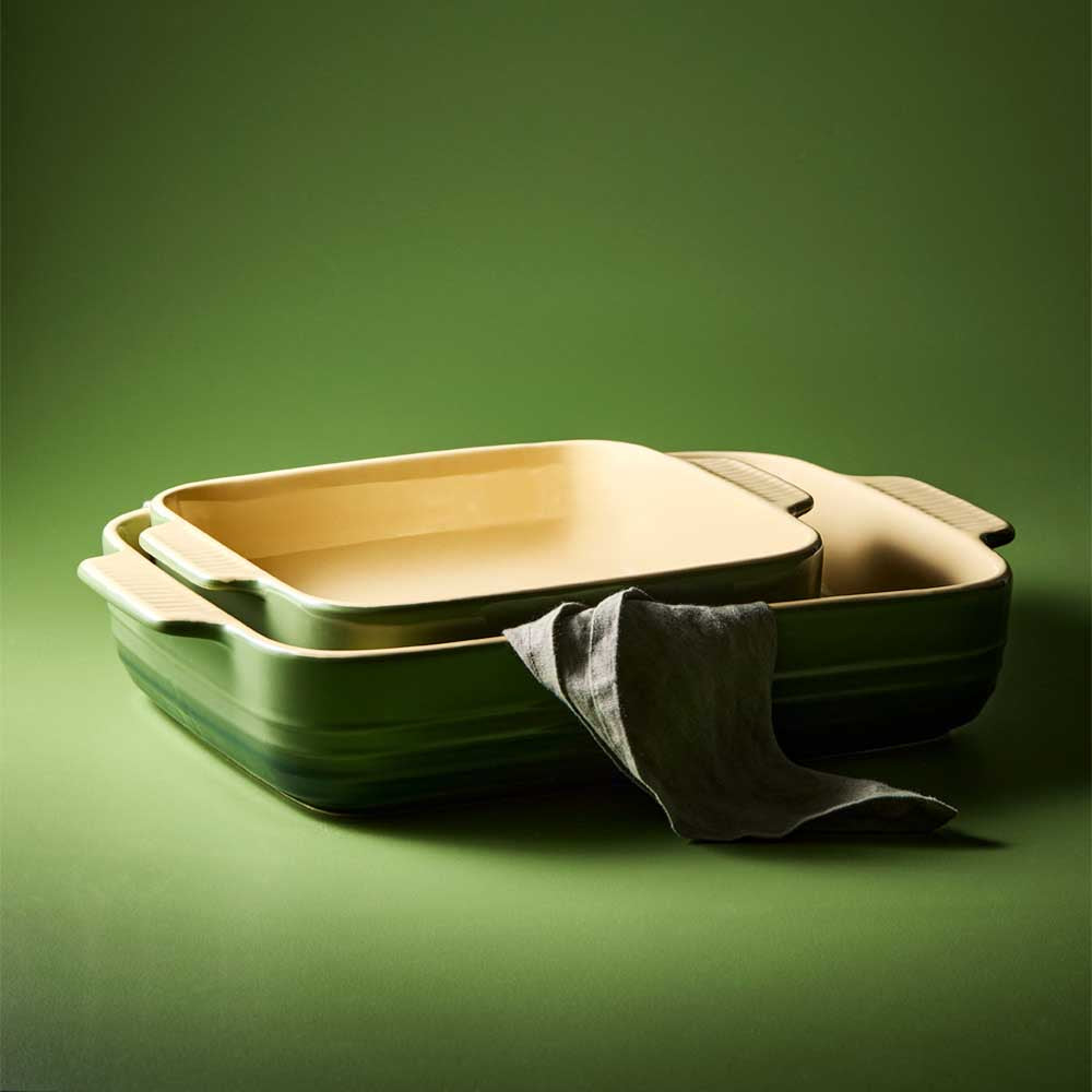 Green stoneware square baking dish and lasagne dish - MyHouse