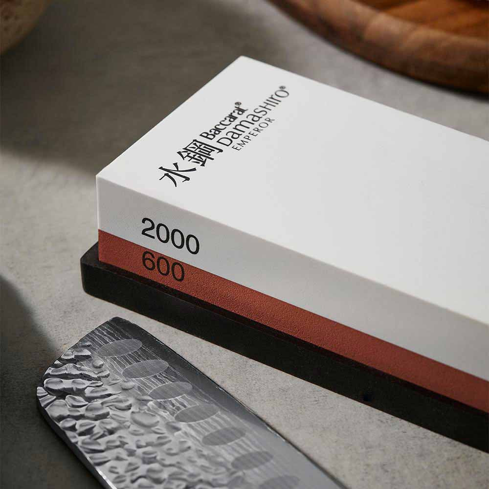 Close up of 600/2000 whetstone and santoku knife - MyHouse