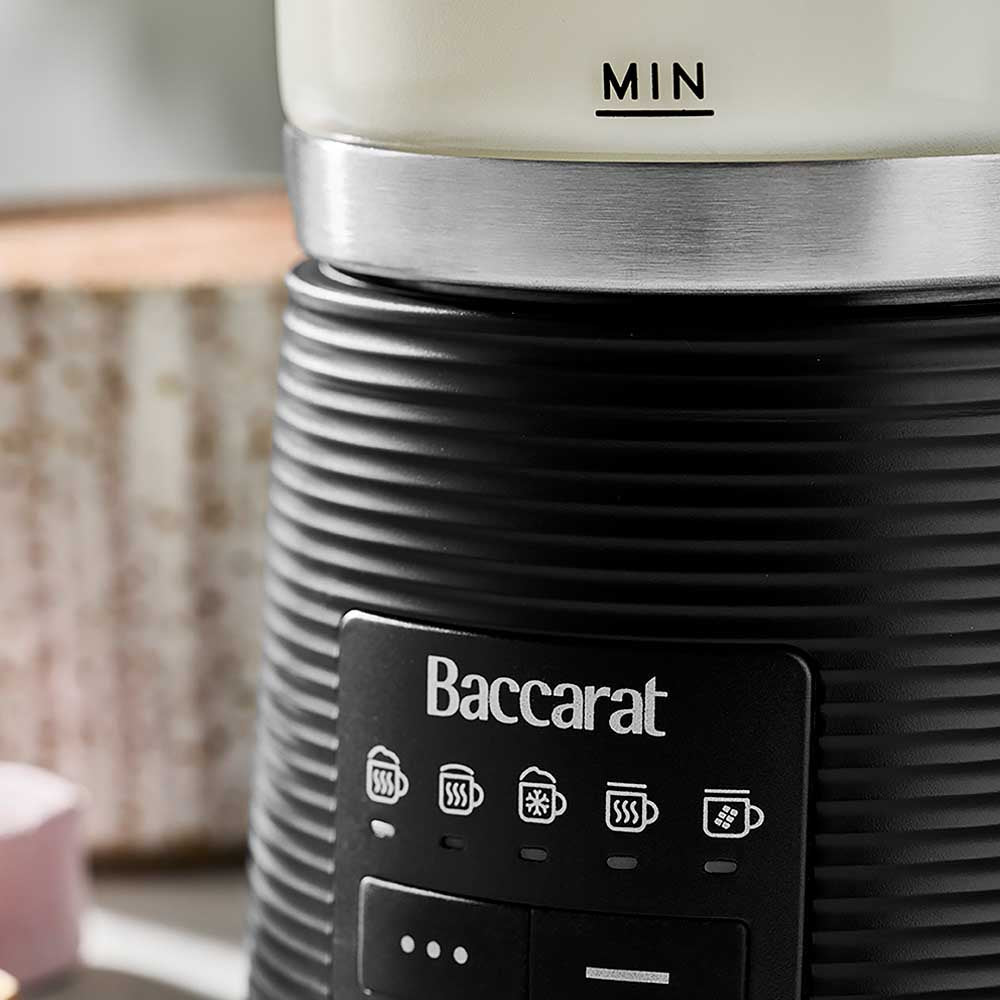 electric glass milk frother with 5 heat settings