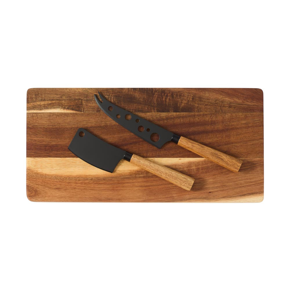 Alex Liddy Slate & Co Acacia Serving Board with Set of 2 Cheese Knives - MyHouse