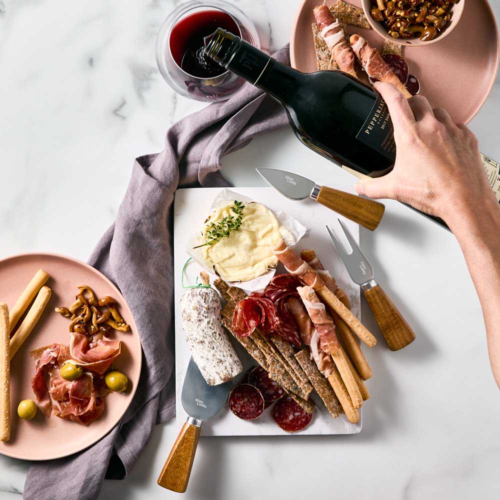 Marble Serving Board with 3 Cheese Knives and charcuterie - MyHouse