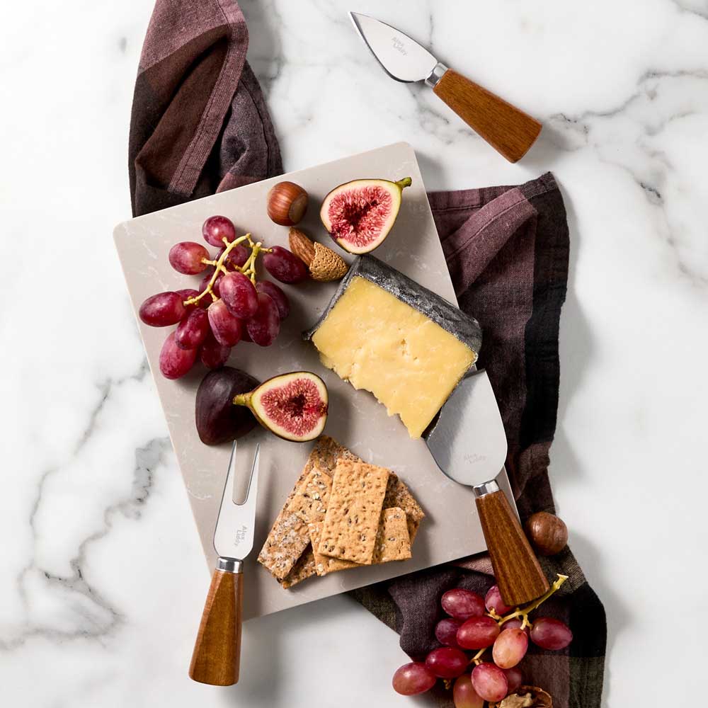 Marble Serving Board with 3 Cheese Knives and charcuterie - MyHouse