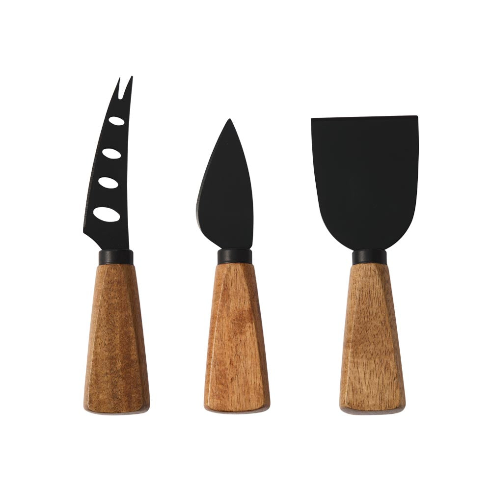 Alex Liddy Slate & Co Set of 3 Acacia and Black Cheese Knives - MyHouse