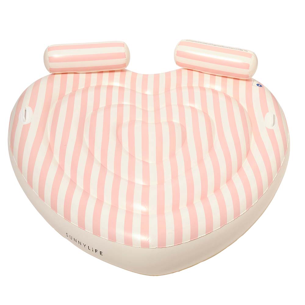 SUNNYLiFE Twin Heart Lie-On Stole My Heart Pink Stripe